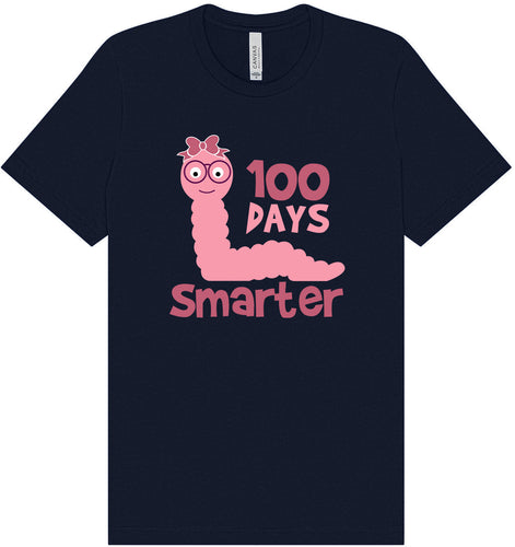 100 Days Smarter Pink Worm Adult Bella Canvas Shirt