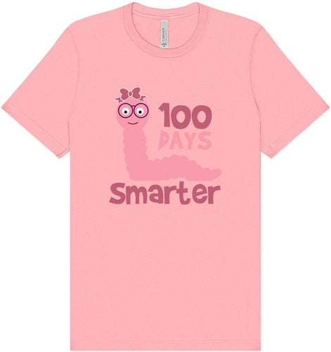 100 Days Smarter Pink Worm Adult Bella Canvas Shirt