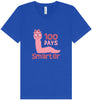 100 Days Smarter Pink Worm Unisex V-Neck Shirt