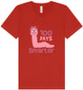 100 Days Smarter Pink Worm Unisex V-Neck Shirt