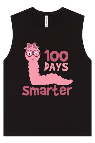100 Days Smarter Pink Worm Muscle Tank