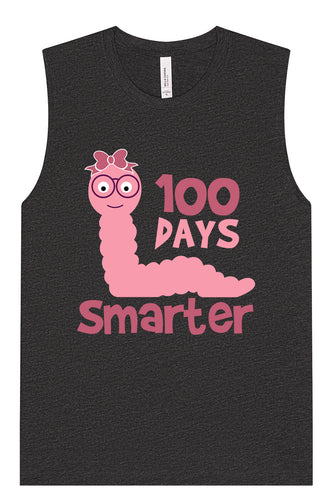 100 Days Smarter Pink Worm Muscle Tank