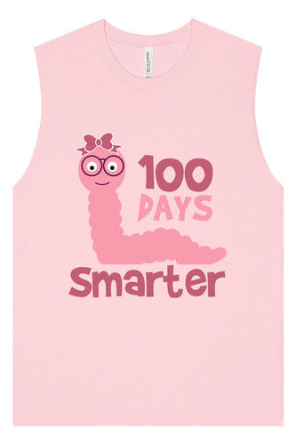 100 Days Smarter Pink Worm Muscle Tank