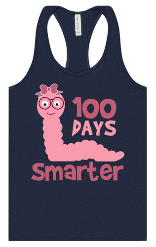 100 Days Smarter Pink Worm Women's Racerback Tank