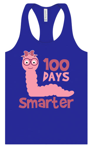 100 Days Smarter Pink Worm Women's Racerback Tank