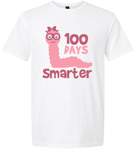 100 Days Smarter Pink Worm Adult Gildan Soft Shirt