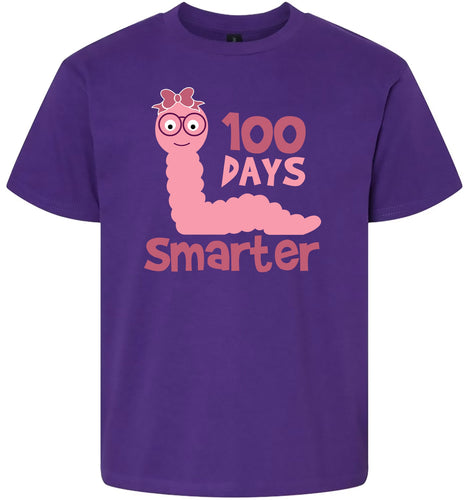 100 Days Smarter Pink Worm Children's Gildan Soft Shirt