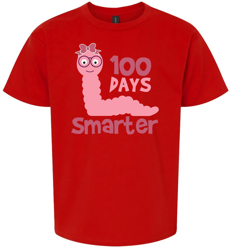 100 Days Smarter Pink Worm Children's Gildan Soft Shirt