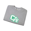 California Embroidered Crewneck Sweatshirt — Green Vintage 'CA' Paw Logo