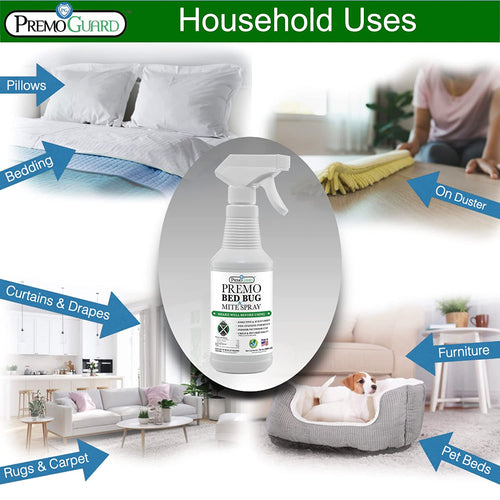 Bed Bug & Mite Killer Spray 16 oz | Natural & Non-Toxic | Premo Guard