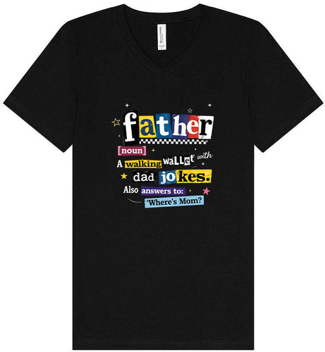 Dad with Wallet and Jokes Unisex V-Neck Shirt