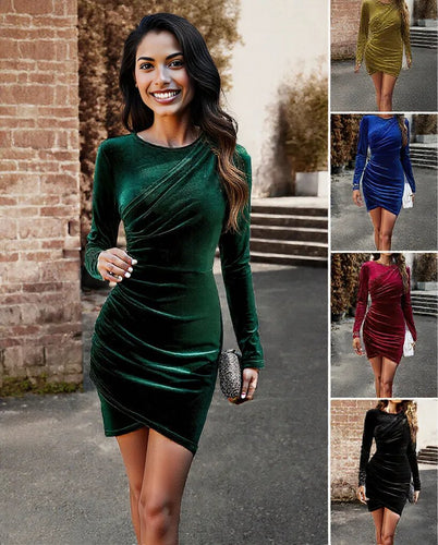 New beautiful black Autumn And Winter Round Neck Dress for women