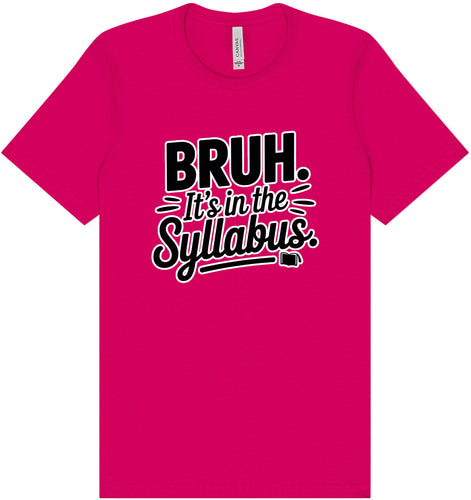 Bruh. It's in the Syllabus. Adult Bella Canvas Shirt