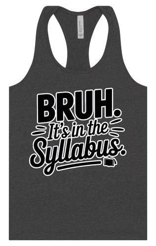 Bruh. It's in the Syllabus. Women's Racerback Tank