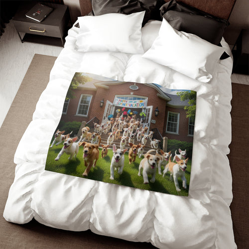 Puppies Start of Summer Vacation Blanket