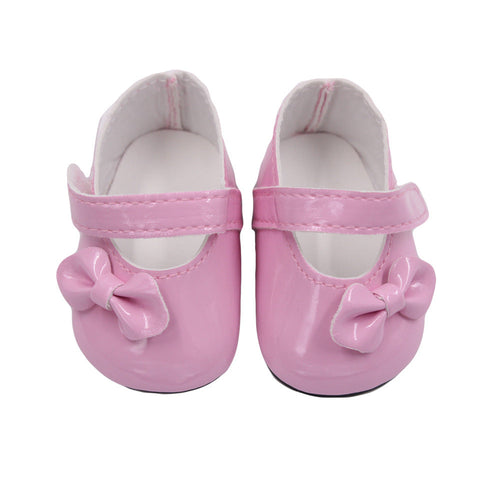 18 Inch American Girl Doll Shoes Solid Color Bow Shoes