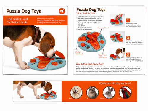 Round Dog Puzzle Feeder Slow Toy