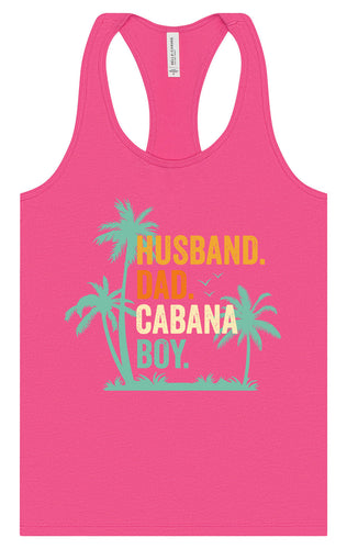 Dad. Husband. Cabana Boy. Women's Racerback Tank