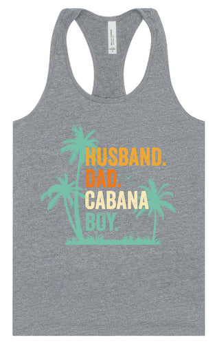 Dad. Husband. Cabana Boy. Women's Racerback Tank