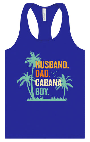 Dad. Husband. Cabana Boy. Women's Racerback Tank