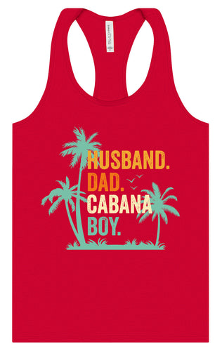 Dad. Husband. Cabana Boy. Women's Racerback Tank