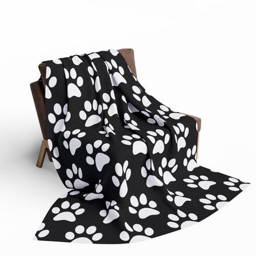 Cozy Paw Print Arctic Human Fleece Blanket