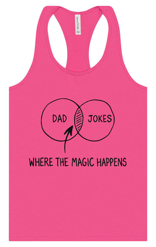 Dad Jokes Venn Diagram Women's Racerback Tank