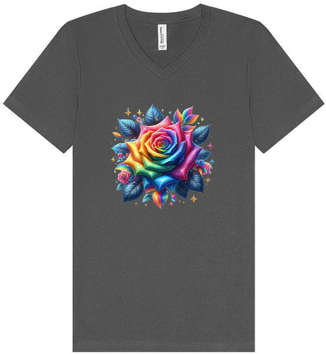 Rainbow Rose Unisex V-Neck Shirt