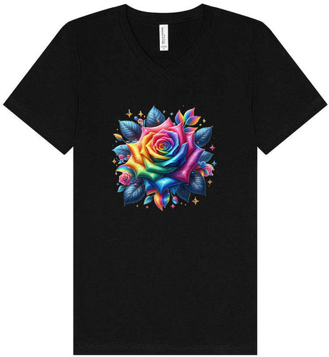 Rainbow Rose Unisex V-Neck Shirt