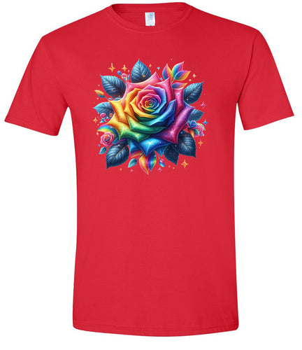 Rainbow Rose Adult Gildan Soft Shirt