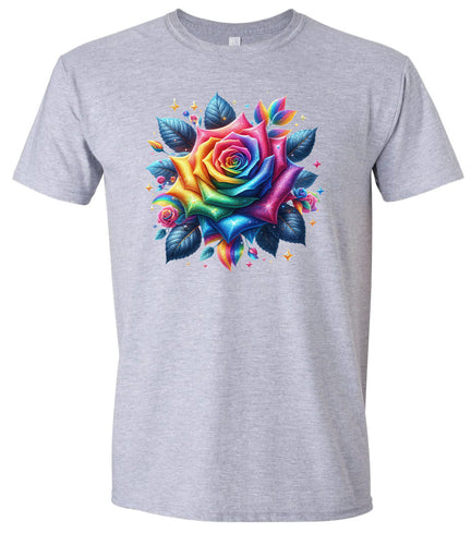Rainbow Rose Adult Gildan Soft Shirt
