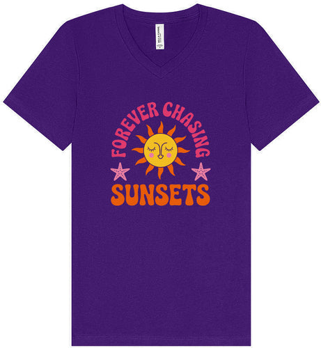 Forever Chasing Sunsets Unisex V-Neck Shirt