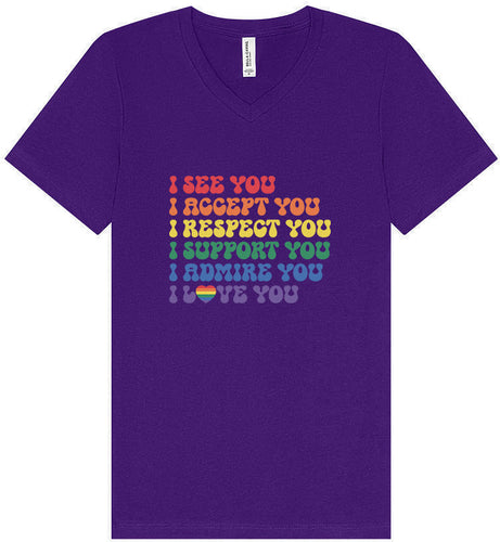 See Accept Support Pride Unisex V-Neck Shirt