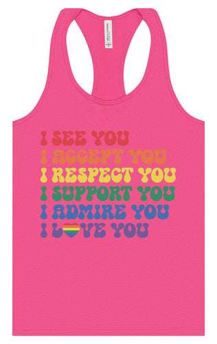 See Accept Support Pride Women's Racerback Tank