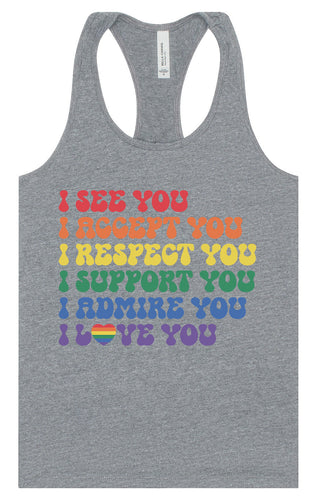 See Accept Support Pride Women's Racerback Tank