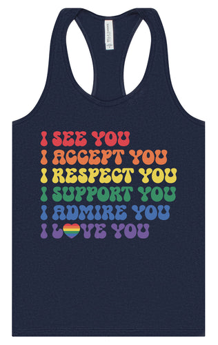 See Accept Support Pride Women's Racerback Tank