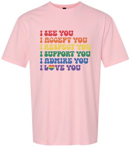 See Accept Support Pride Adult Gildan Soft Shirt