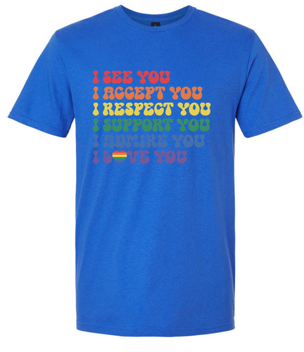 See Accept Support Pride Adult Gildan Soft Shirt