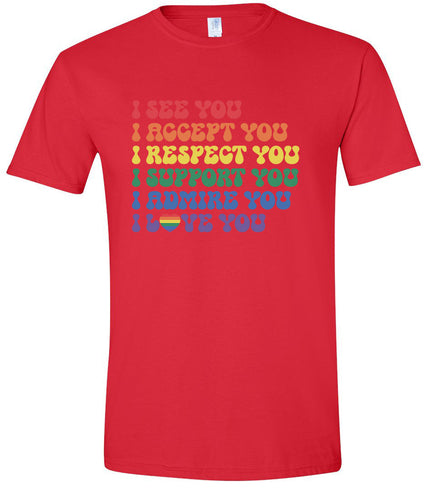 See Accept Support Pride Adult Gildan Soft Shirt