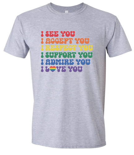 See Accept Support Pride Adult Gildan Soft Shirt