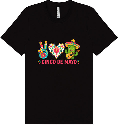 Peace Love Cinco de Mayo Adult Bella Canvas Shirt