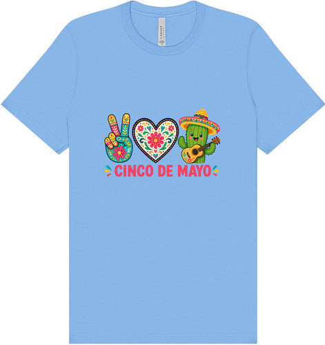 Peace Love Cinco de Mayo Adult Bella Canvas Shirt