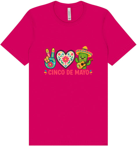 Peace Love Cinco de Mayo Adult Bella Canvas Shirt