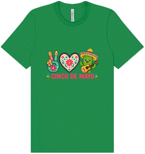 Peace Love Cinco de Mayo Adult Bella Canvas Shirt