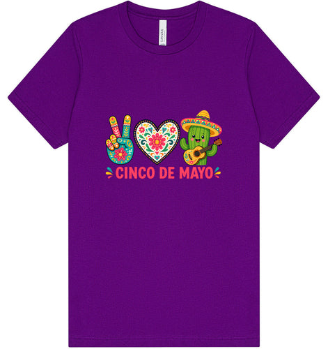 Peace Love Cinco de Mayo Adult Bella Canvas Shirt