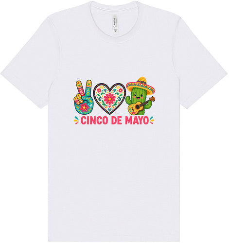 Peace Love Cinco de Mayo Adult Bella Canvas Shirt