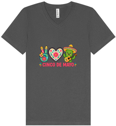 Peace Love Cinco de Mayo Unisex V-Neck Shirt