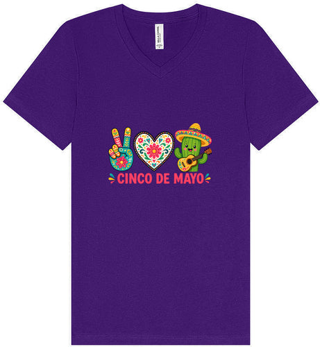 Peace Love Cinco de Mayo Unisex V-Neck Shirt