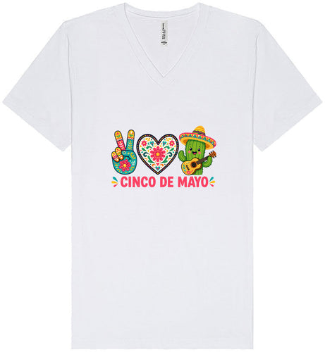 Peace Love Cinco de Mayo Unisex V-Neck Shirt