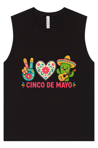 Peace Love Cinco de Mayo Muscle Tank